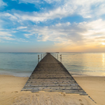 Sunset at the beach in Hurghada in Egypt